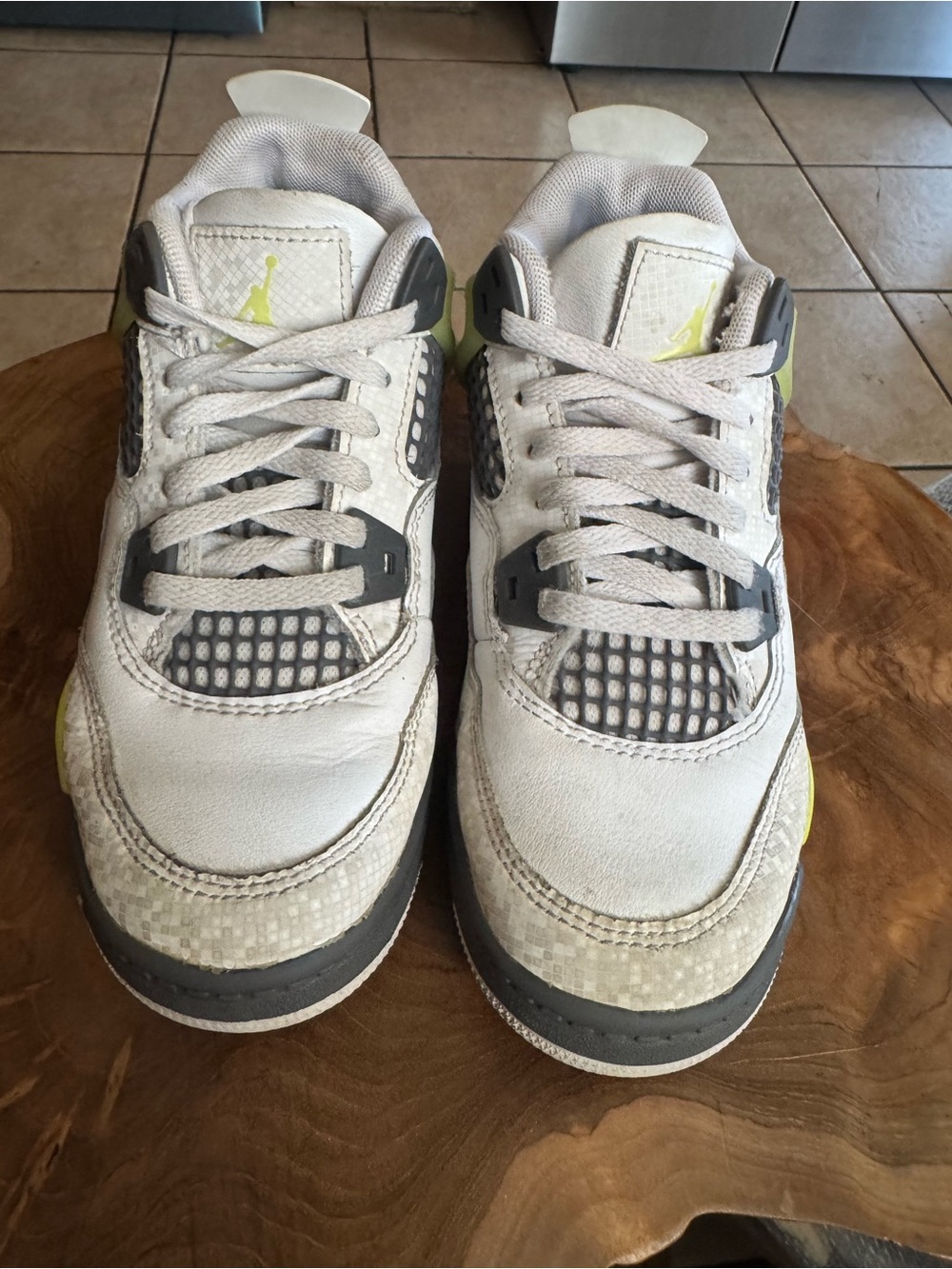 Jordan Kids White and Lime Accent Sneakers - Picture 3 of 9